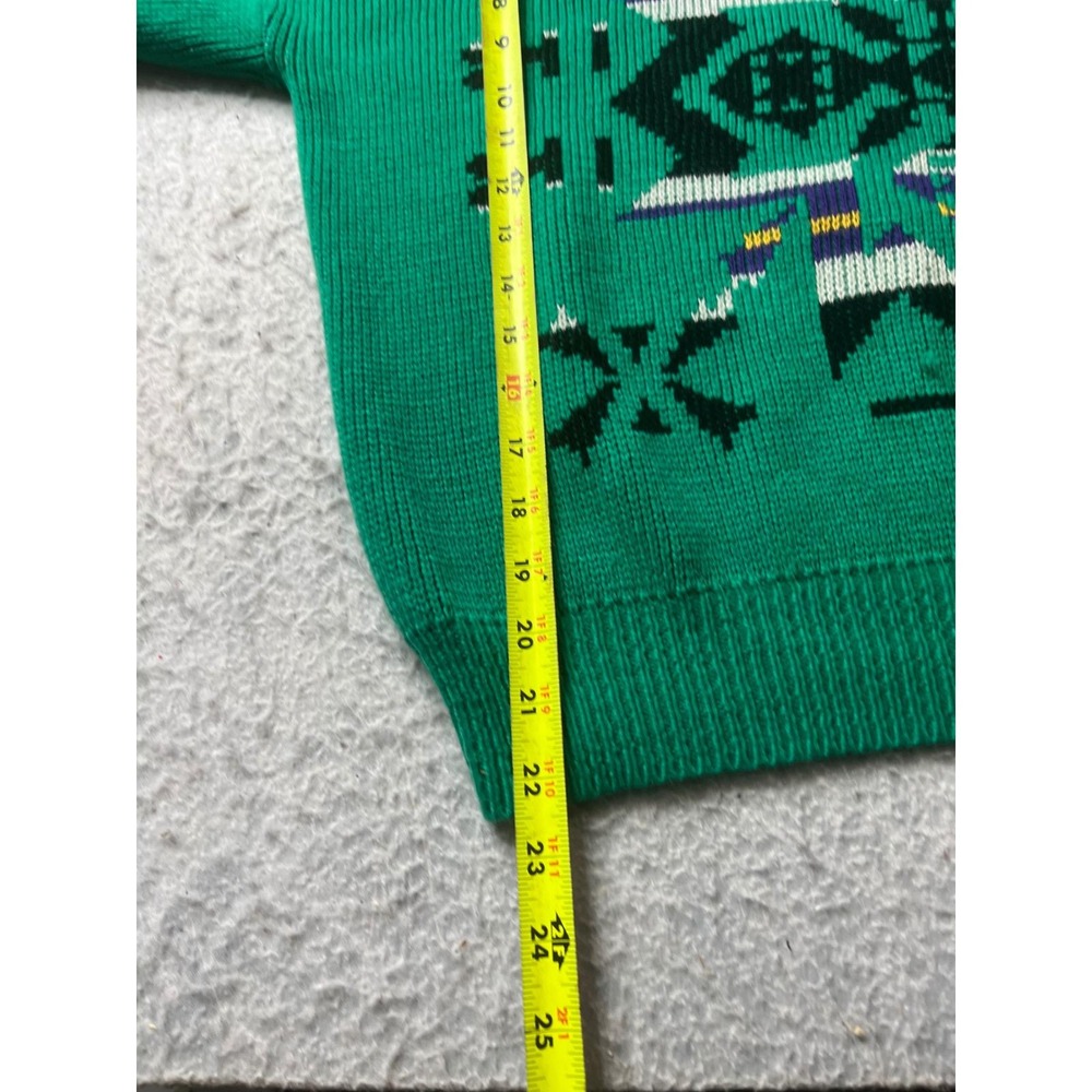 Vintage 80s Carolina Bay Green Geometric Knit Sweater Women's‎ L unique hipster - Picture 6 of 6